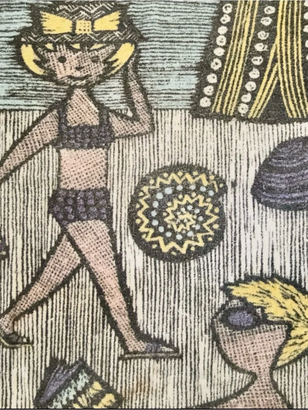 Vintage MCM 1950’s-60’s Royal Terry Beach Towel Novelty Kitschy Couple 36x60